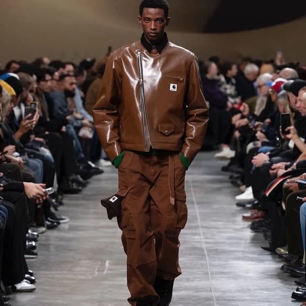 사카이 x 칼하트 2025 F/w 로고 가죽 자켓 