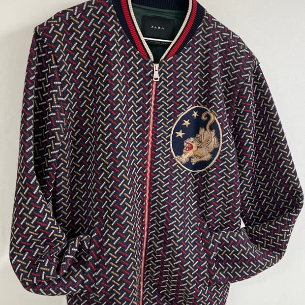 자라 자카드 이글 버드 푸마 아이 봄버 재킷