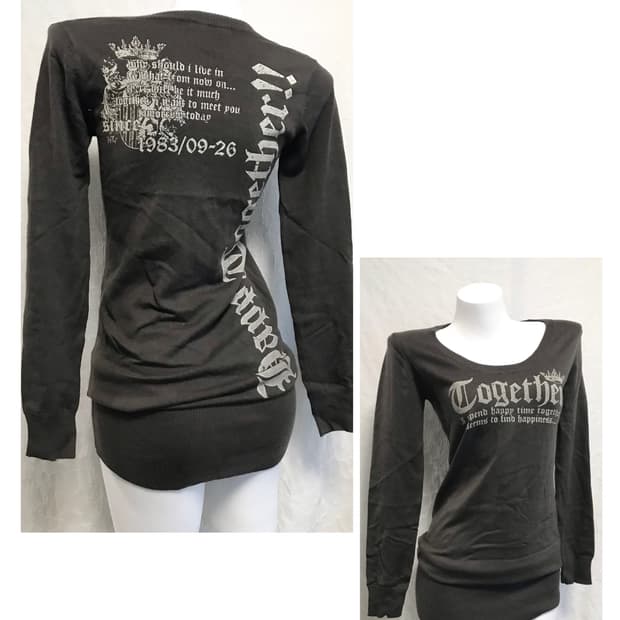 빈티지 ingni 잉그니 갸루 펑크 레터링 니트 롱슬리브 탑