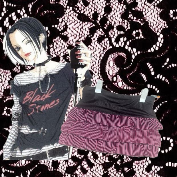 (희귀) 빈티지 펑크 오네갸루 나나깔 스트라이프 스커트