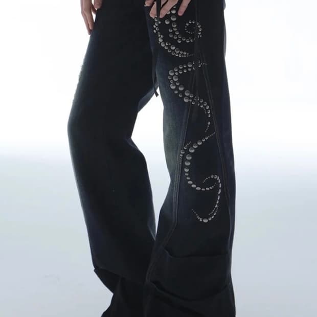 더블펀치 라인스톤 데님 M