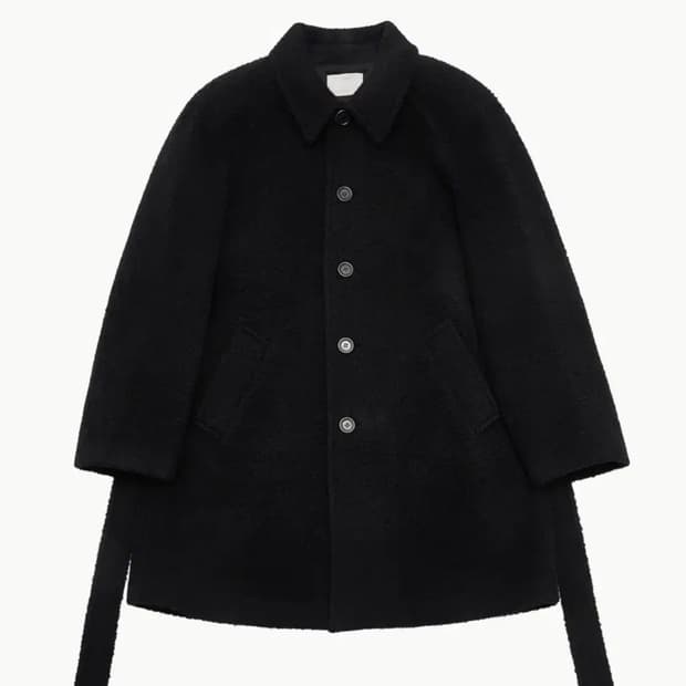 M) 아모멘토 24fw 래글런 알파카 울 코트 블랙