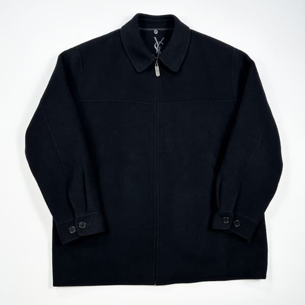 90s YSL 입생로랑 올드 아카이브 하프 울 코트 블랙 M