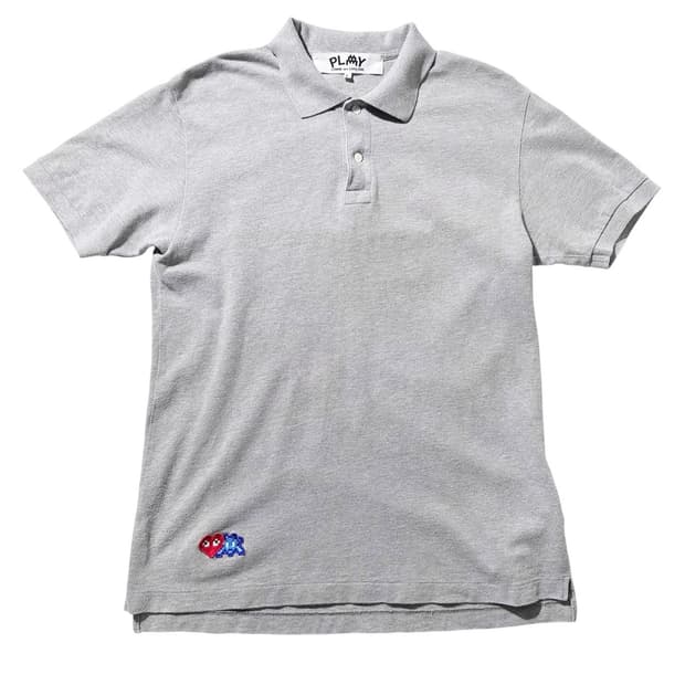 (매장판) 꼼데가르송 x 인베이더 더블 픽셀 하트 카라 반팔 티셔츠