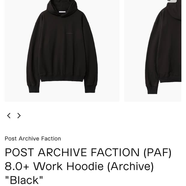포스트아카이브팩션 paf 워크 후드티 L