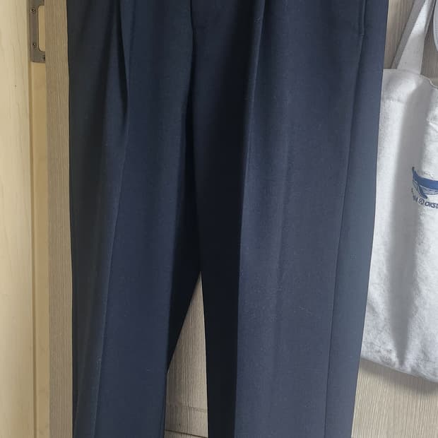 시스템옴므 블랙 와이드 뒷밴딩 슬랙스 78