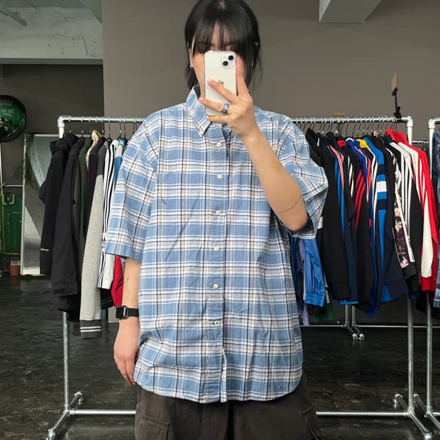 노티카 체크 반팔 셔츠