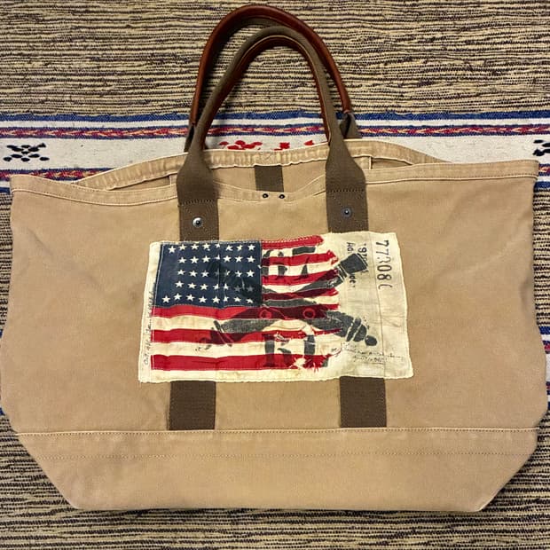 00s POLO 폴로진스컴퍼니 성조기 캔버스 토트백 가방 랄프로렌
