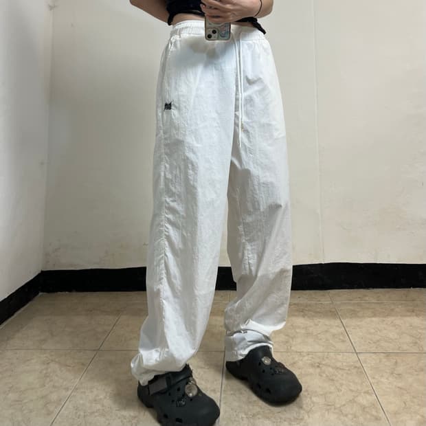 Brown Breath White Woven Pants