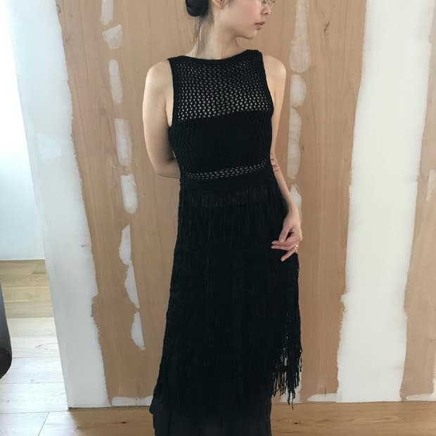 vintage black net one-piece