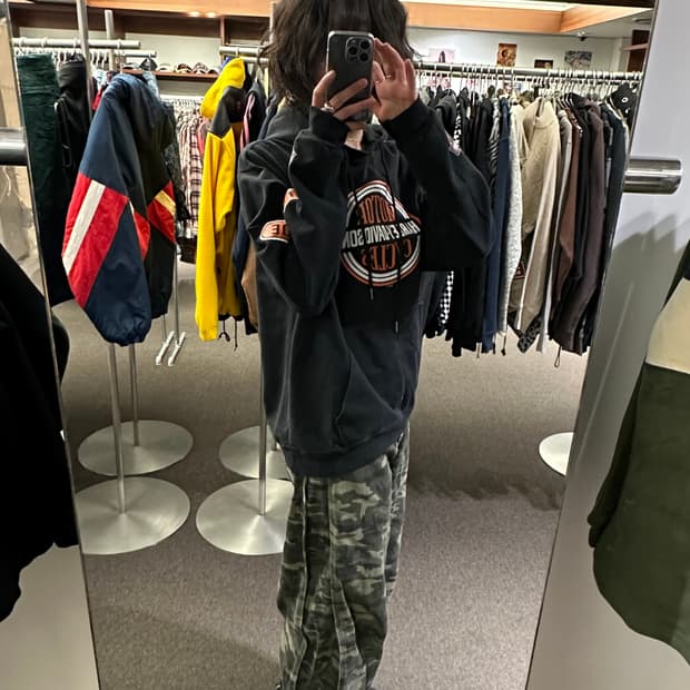 L)할리데이비슨 빈티지 그래픽 로고 블랙 후디