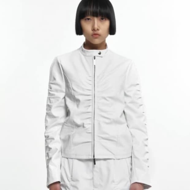 나체 셔링 레더 자켓