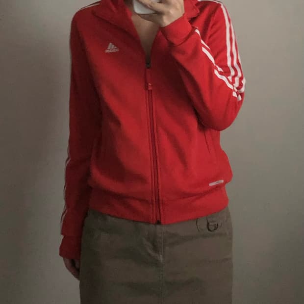 아디다스 다홍 트랙탑 져지