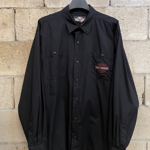 할리데이비슨 스컬 워크 셔츠