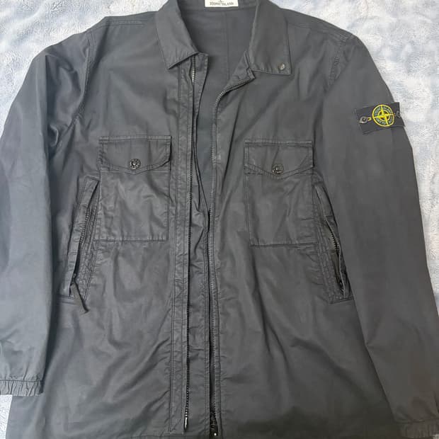 스톤아일랜드  코튼 개버딘 오버셔츠 블랙 XL 