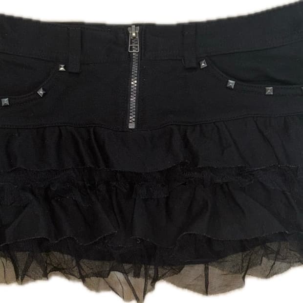 블랙 프릴 미니스커트