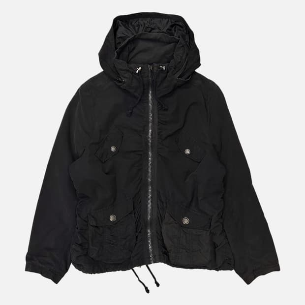 shirring seam boxy hood jacket