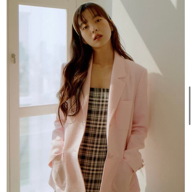 유어네임히얼 트위드 자켓 핑크 m사이즈