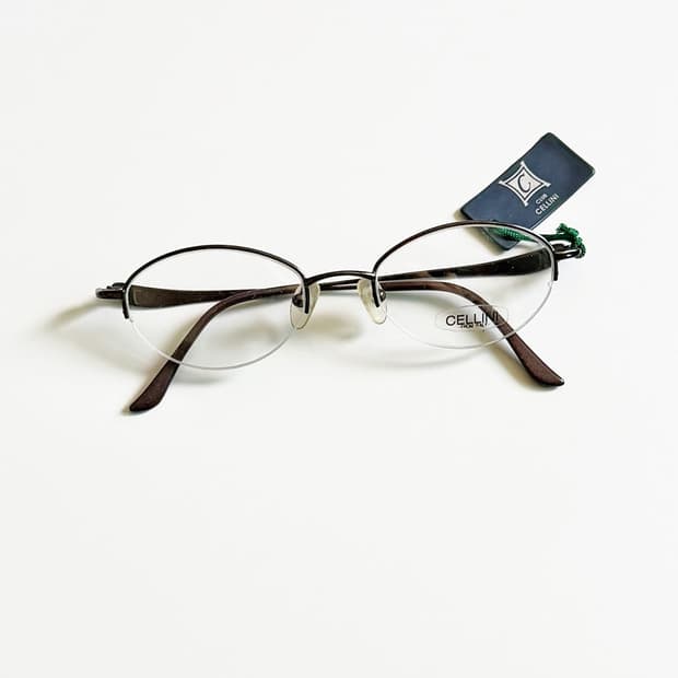 CELLINI ITALY 오벌 반무테 메탈 프레임 빈티지 안경