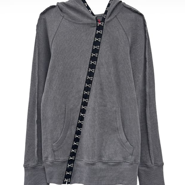 스틸레써디 다이애그널 훅 앤 아이 래글런 후디 그레이