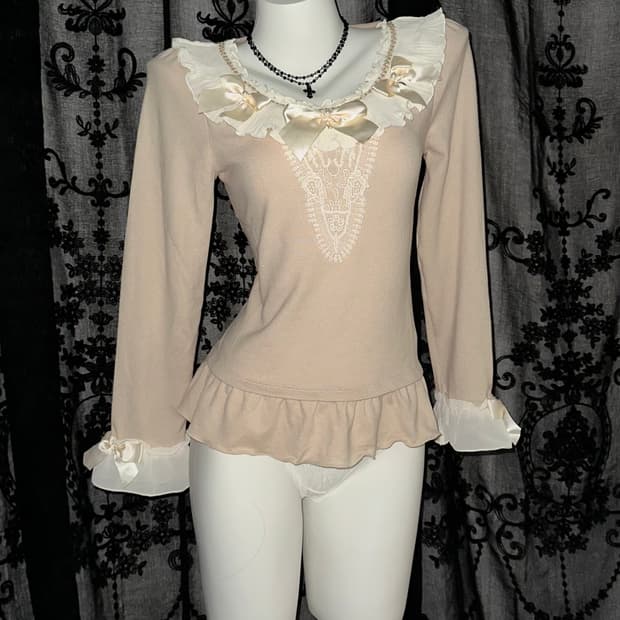 Ribbon Beige Long Sleeve