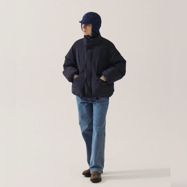 [택포](L)토마스모어 시티 숏 다운 패딩 네이비