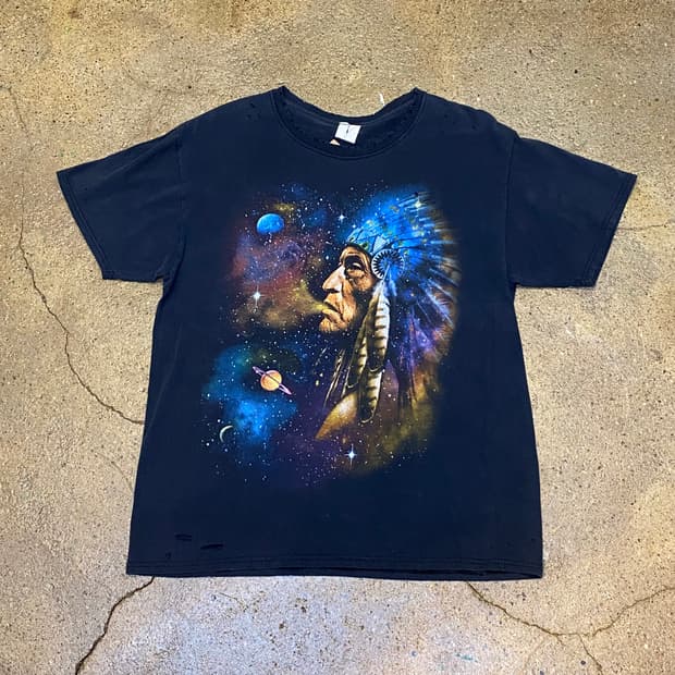미국 빈티지 스페이스 인디언 포인트 반팔티 락티셔츠