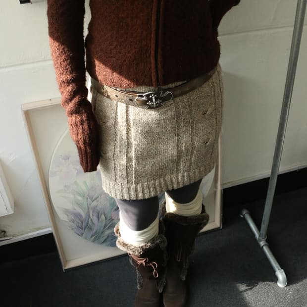 큐브 슈가 노르딕 니트 스커트