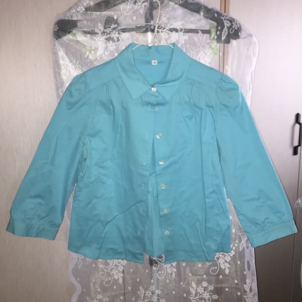 빈티지 카라 7부 셔링 디테일 셔츠 