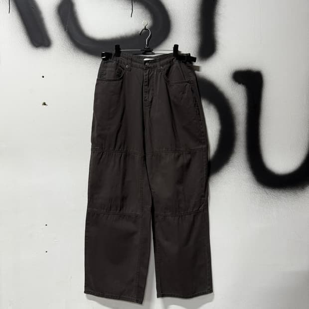VTG 빈티지 절개 , 버클 디테일 와이드 팬츠 딥 브라운