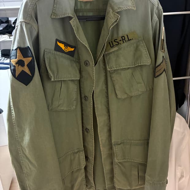 폴로 밀리터리 와펜 패치 빈티지워싱 정글 퍼티그 자켓 L