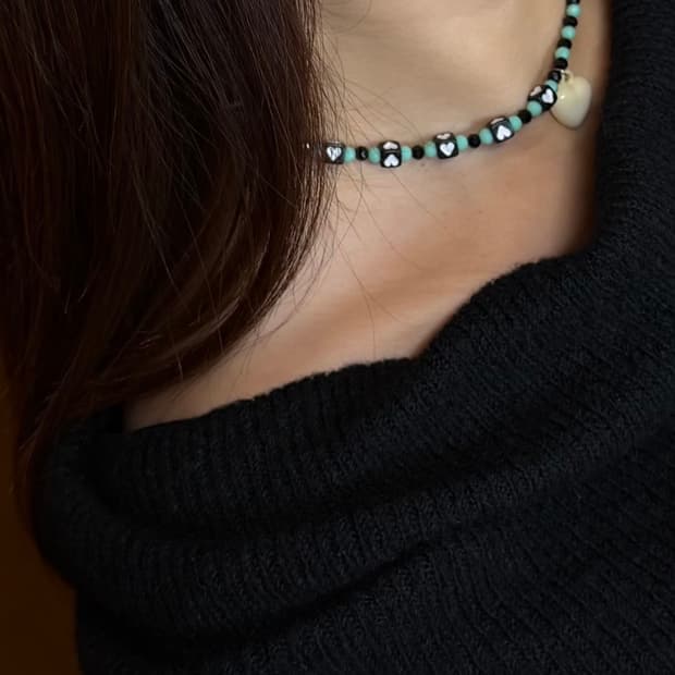 [핸드메이드] 하트 비즈목걸이