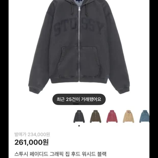 스투시 페이디드 그래픽 집 후드 s