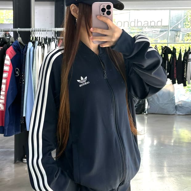 아디다스 파이어버드 트랙탑 와이드 져지 네이비