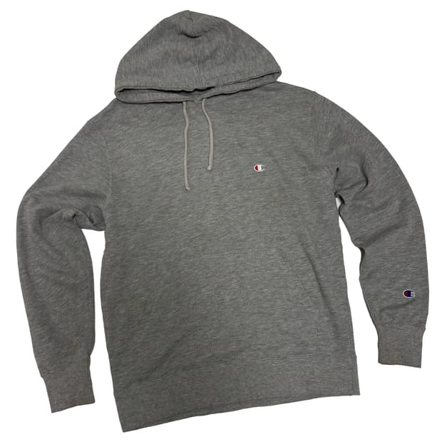 챔피언 C 로고 자수 그레이 후드 티셔츠