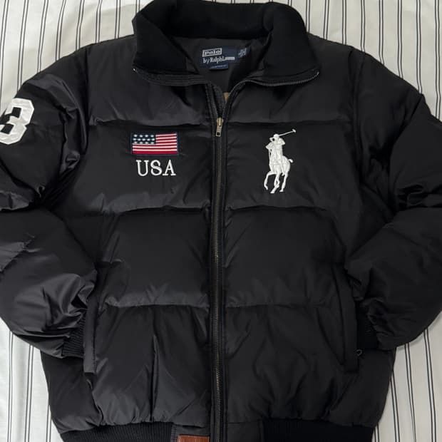 폴로 랄프로렌 빅포니 성조기 패딩 L USA 브리튼