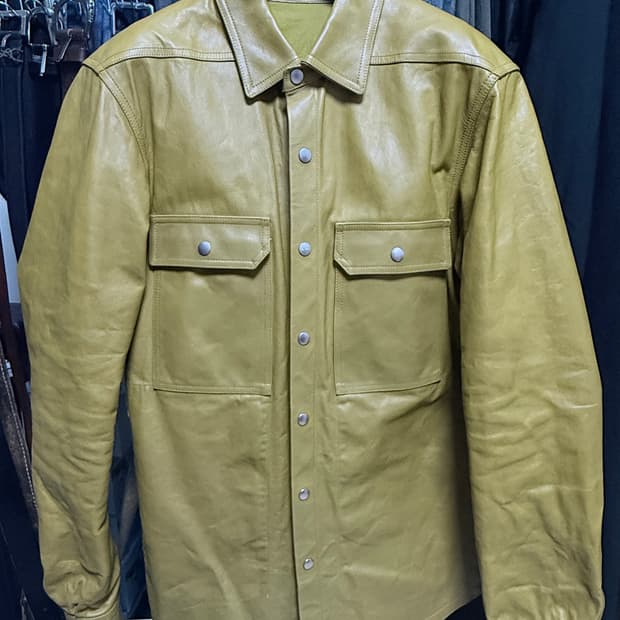릭오웬스 레더셔츠자켓 머스타드 50사이즈