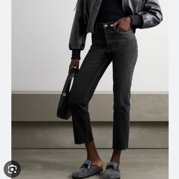 25 텍달린 새상품 리던 re/done 스토브파이프 블랙 데님 진 청바지