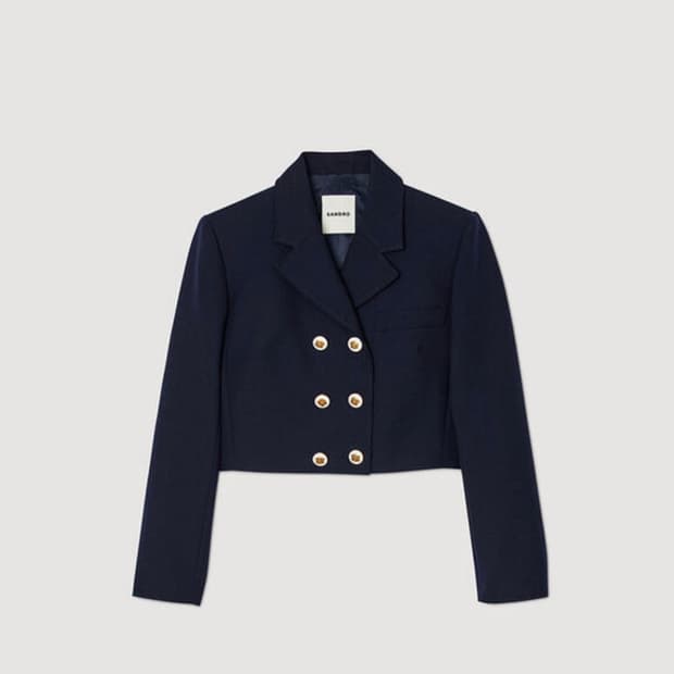 산드로 24SS 네이비 더블 브레스티