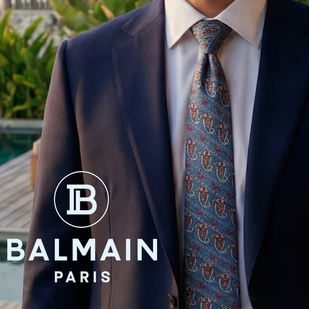 발망 실크 블루 페이즐리 패턴 넥타이 9.5cm A+등급 K1829
