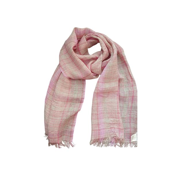 Brunello cucinelli 린넨 100% 핑크 체크 스카프 