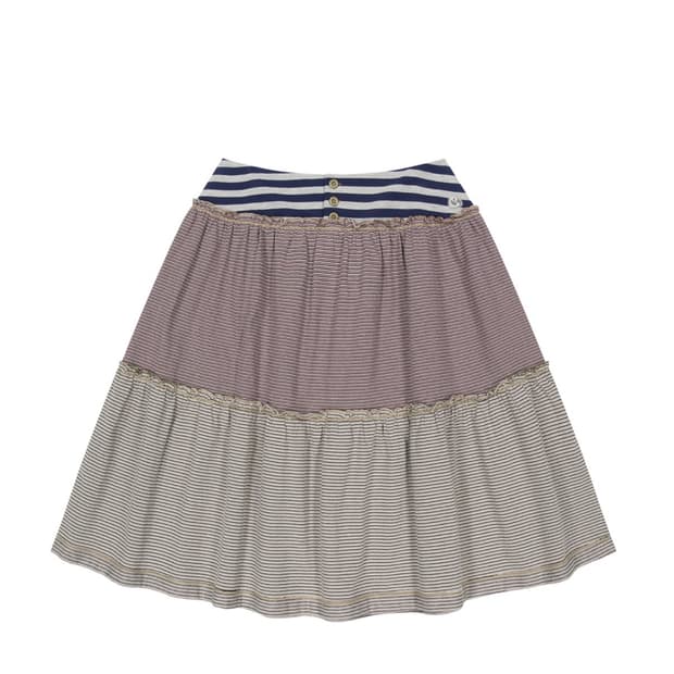 COLORED STRIPE MIDI SKIRT GREY BEIGE