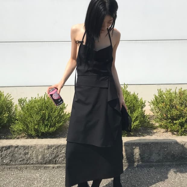 우화 원피스 HALTER DRAPE OPS