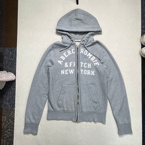 ABERCROMBIE & FITCH 로고 후드집업 그레이 L
