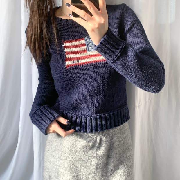 Polo 폴로 랄프로렌 진스 우먼라인 성조기 니트