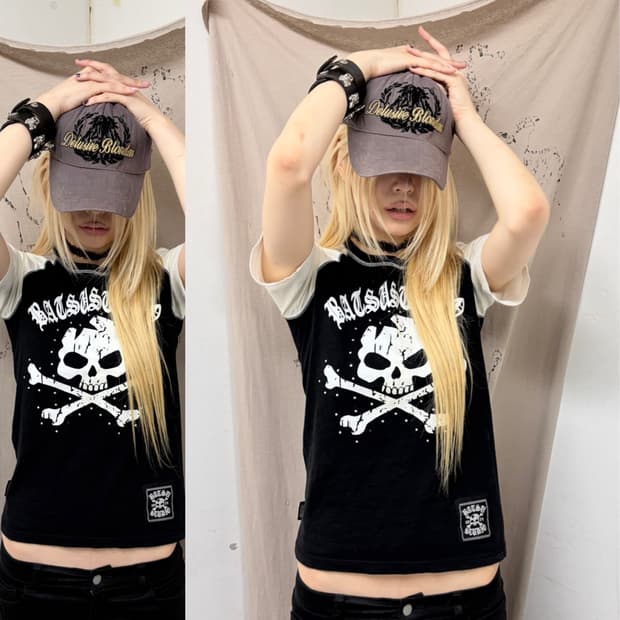 [BA-TSU]Skull Print short Tee
