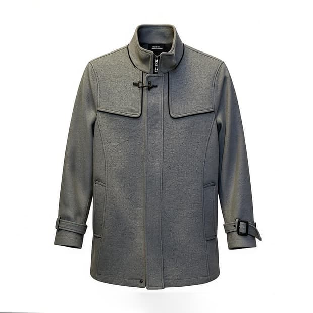 JPN VINTAGE 울 숏 코트 하이넥 소매 벨트 디테일 그레이