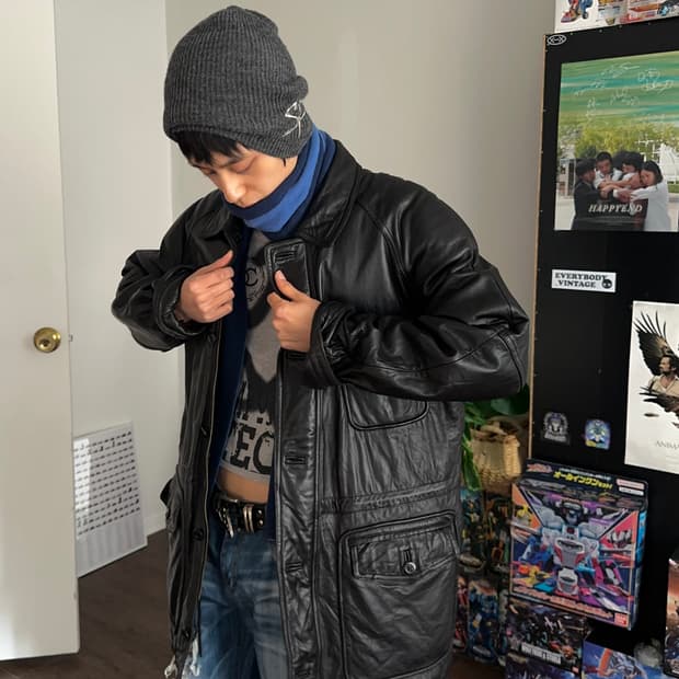 Polo Club 오버 레더 사파리 자켓