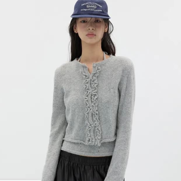 미치코런던코시노 러플 울니트 가디건 세트 M