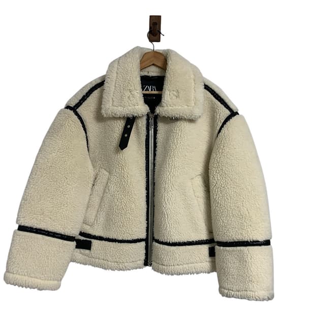 자라 에코퍼 시어링 바이커 무스탕